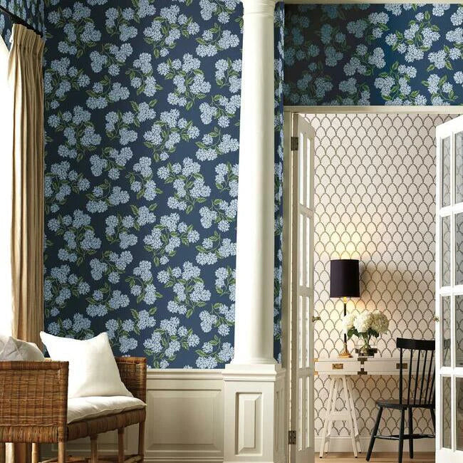 Hydrangea Wallpaper (Navy)