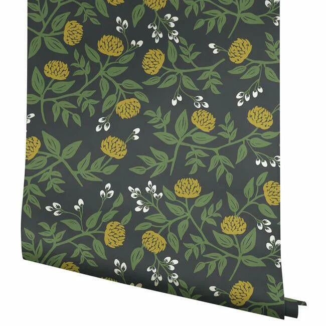 Peonies Wallpaper (Black & Gold)