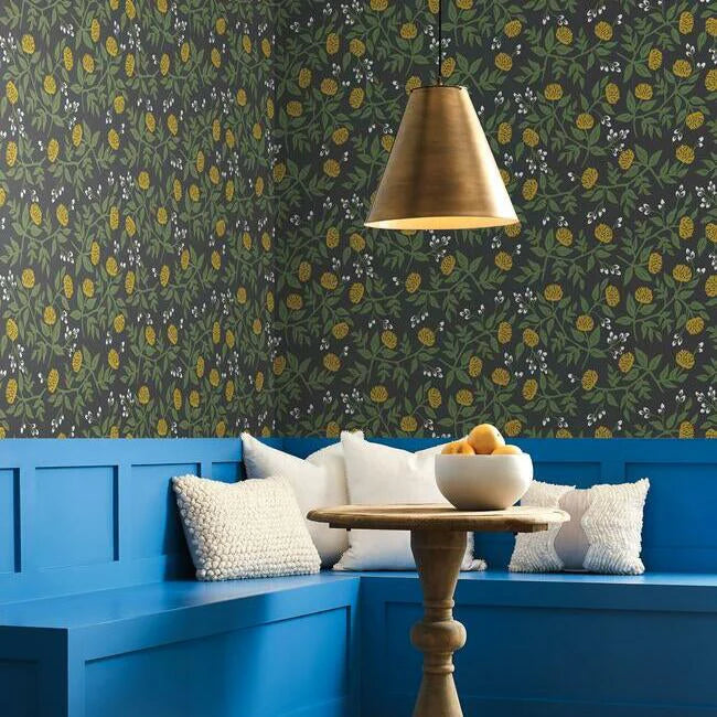 Peonies Wallpaper (Black & Gold)