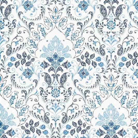 Persian Damask Peel and Stick Wallpaper (Blue)