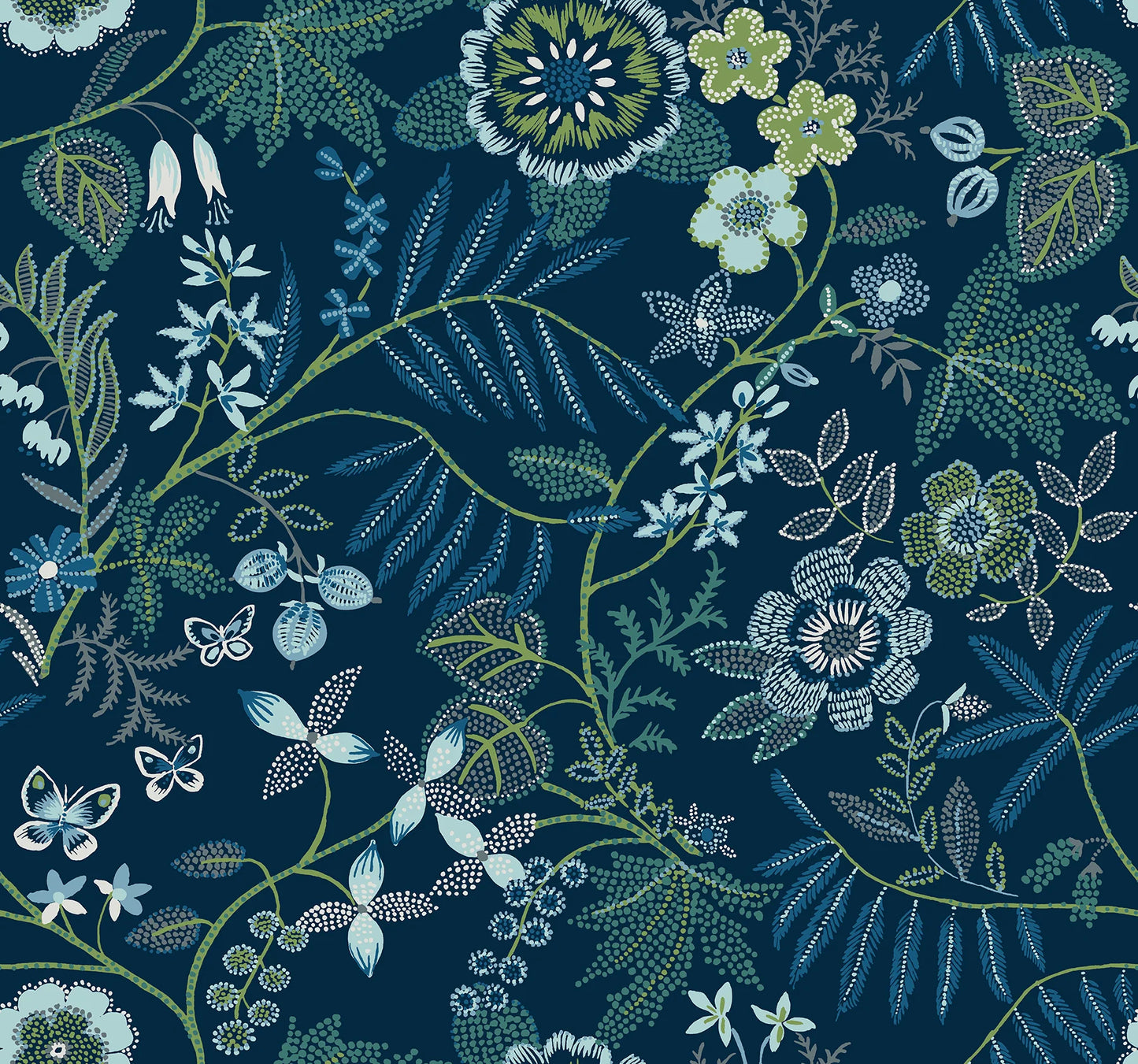 Marilyn Dark Blue Floral Trail Wallpaper by Scott Living (Dark Blue)