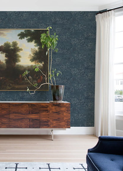 Arian Silver Inkburst Wallpaper (Blue)