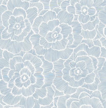 Periwinkle Blue Textured Floral Wallpaper (Blue)