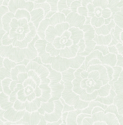 Periwinkle Blue Textured Floral Wallpaper (Light Green)