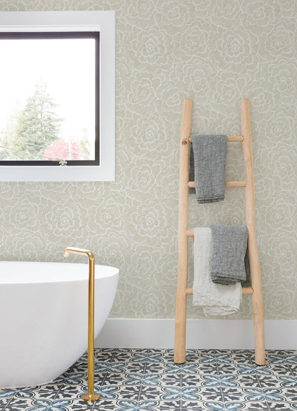 Periwinkle Blue Textured Floral Wallpaper (Stone)