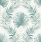 Calla Green Painted Palm Wallpaper (Teal)