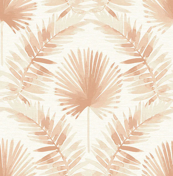 Calla Green Painted Palm Wallpaper (Rust)