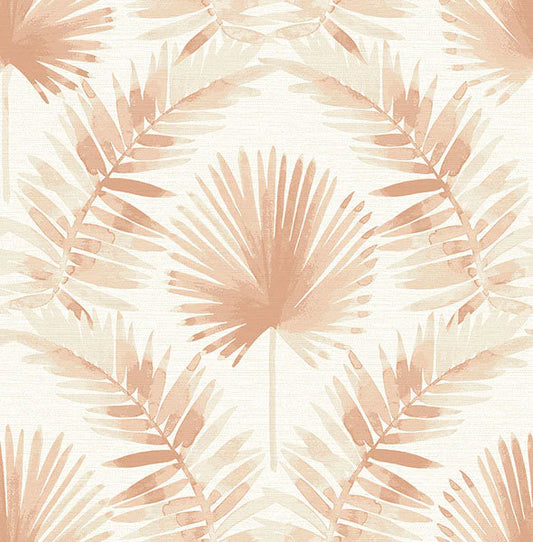 Calla Green Painted Palm Wallpaper (Rust)