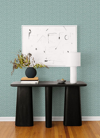 Hesper Green Geometric Wallpaper (Teal)