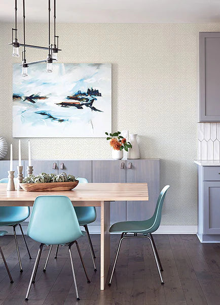 Hesper Green Geometric Wallpaper (Ivory)