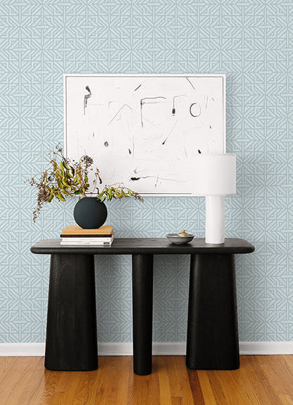 Hesper Green Geometric Wallpaper (sky blue)