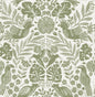 Nestle Blue Bird Block Print Wallpaper (Green)