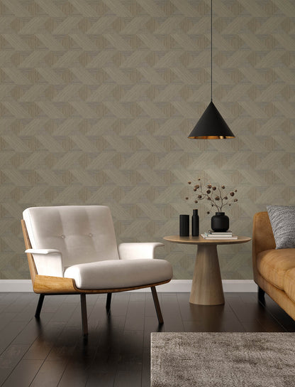 Presley Black Tessellation Wallpaper (Coffee)