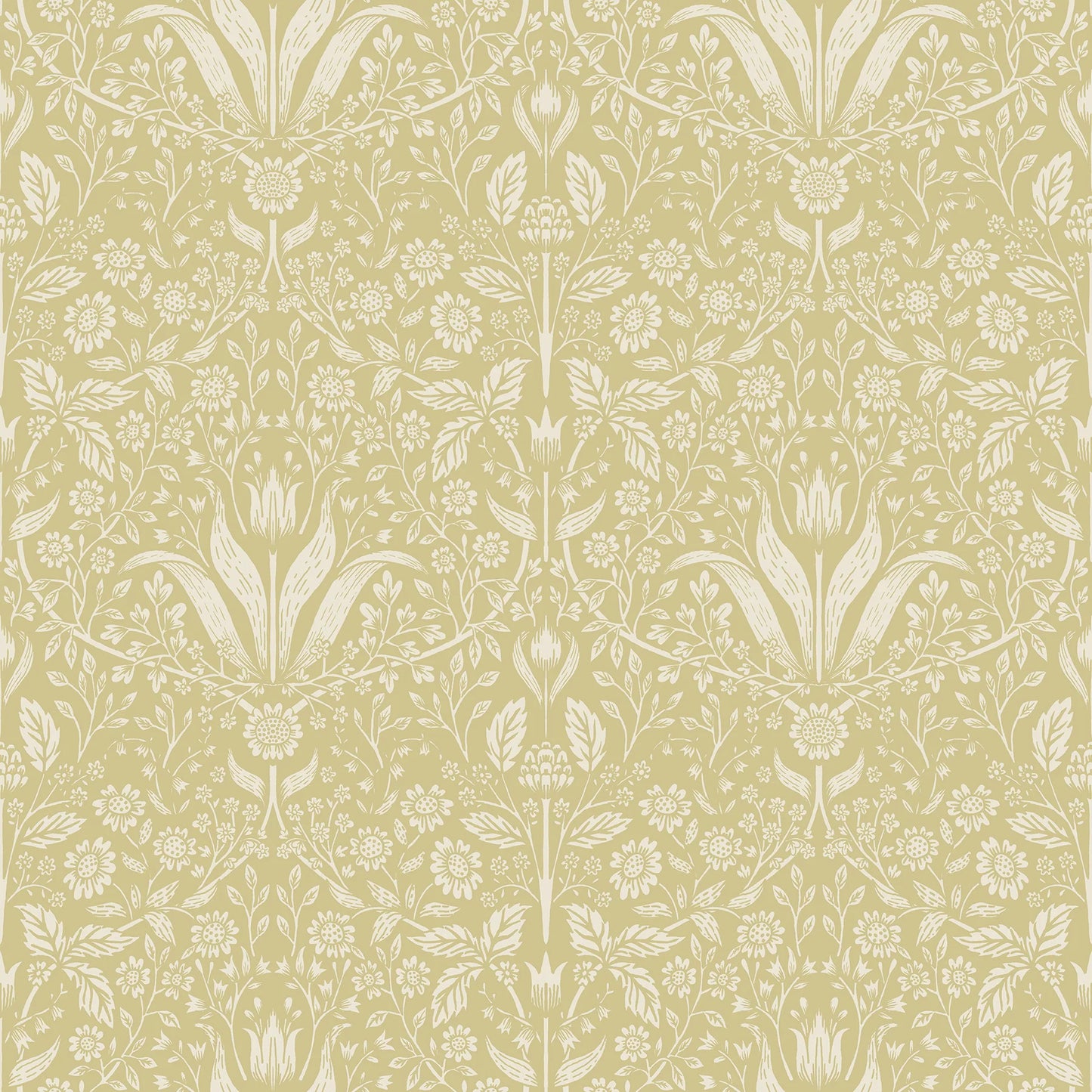 Mara Light Grey Tulip Ogee Wallpaper (Yellow)