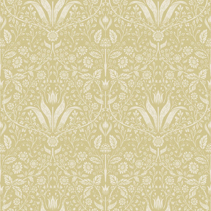 Mara Light Grey Tulip Ogee Wallpaper (Yellow)