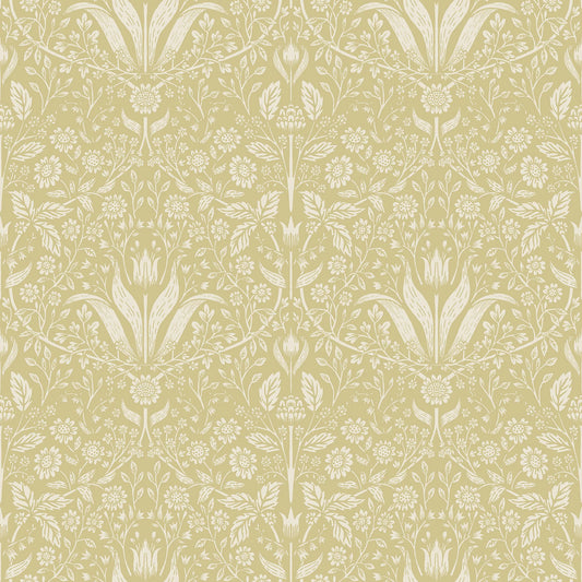 Mara Light Grey Tulip Ogee Wallpaper (Yellow)