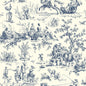 Seasons Toile Wallpaper- Navy