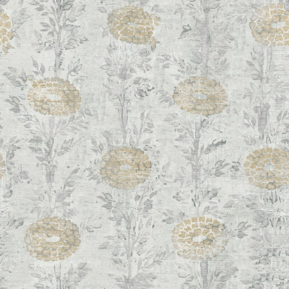 French Marigold Wallpaper- White/Gold