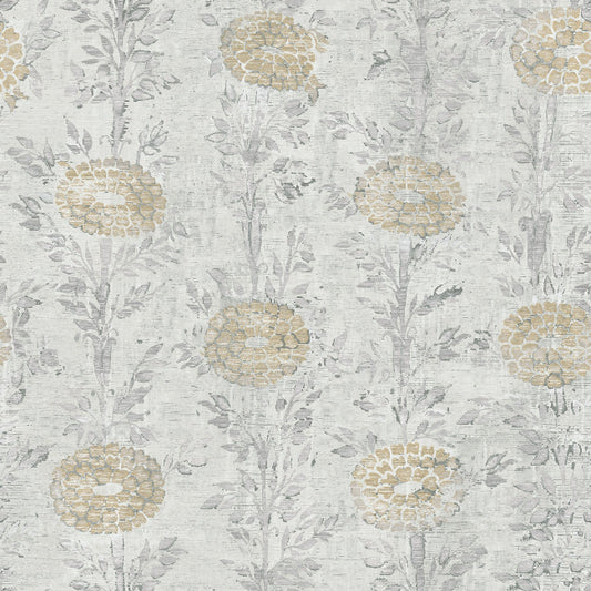 French Marigold Wallpaper- White/Gold