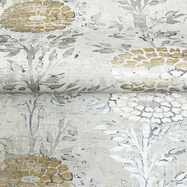 French Marigold Wallpaper- White/Gold