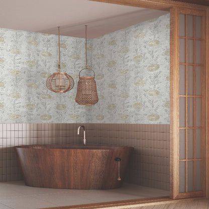French Marigold Wallpaper- White/Gold