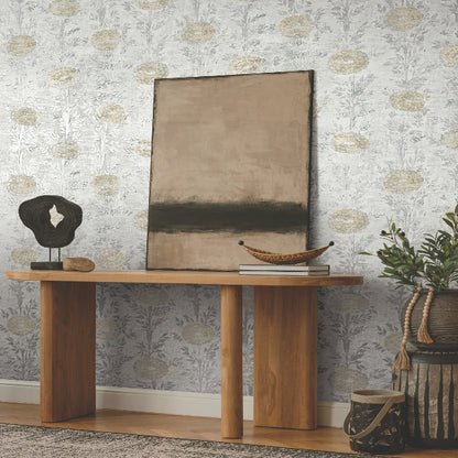 French Marigold Wallpaper- White/Gold