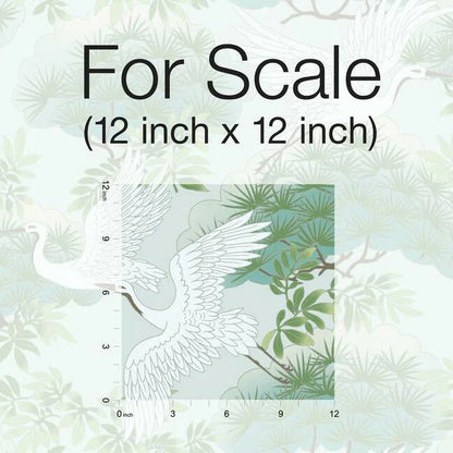 Sprig & Heron Wallpaper (Tame Teal)