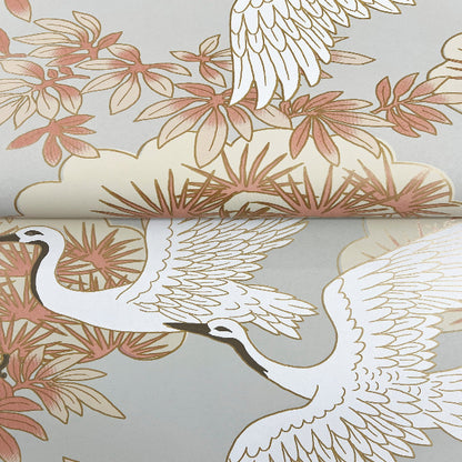 Sprig & Heron Wallpaper- Coral