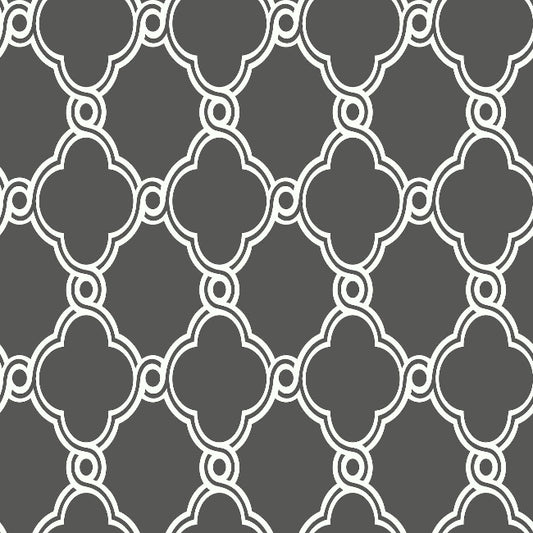 Open Trellis Wallpaper- Charcoal/White