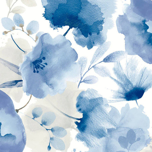 Watercolor Bouquet Wallpaper (Cobalt)