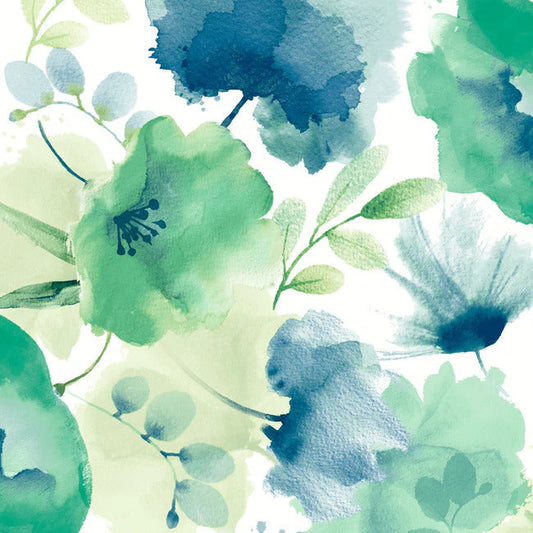 Watercolor Bouquet Wallpaper (Blue/Green)