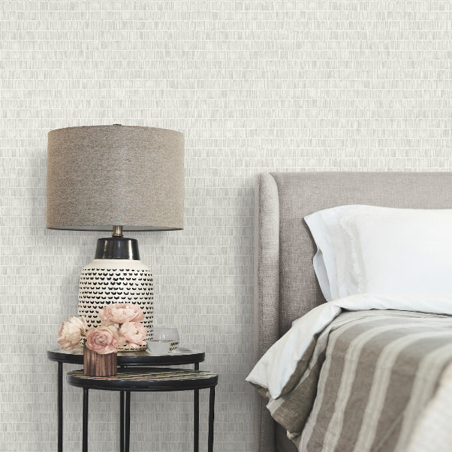 Horizontal Hash Marks Wallpaper- Grey