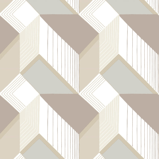 Graphic Geo Blocks Wallpaper- Neutral