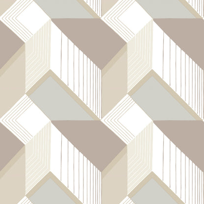 Graphic Geo Blocks Wallpaper- Neutral