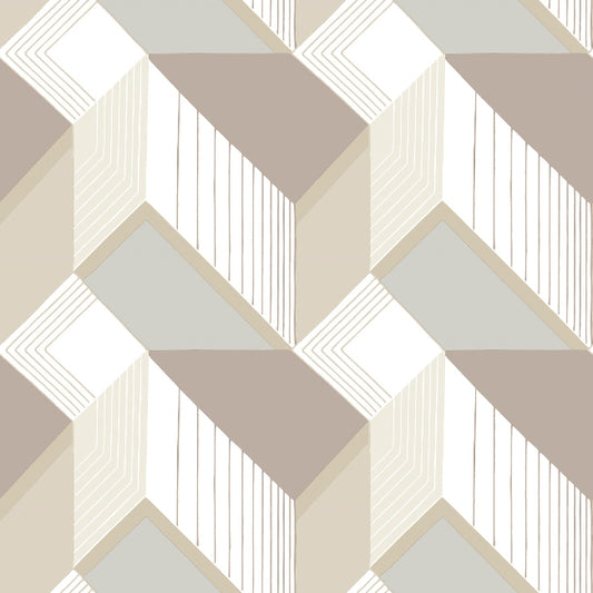 Graphic Geo Blocks Wallpaper- Neutral