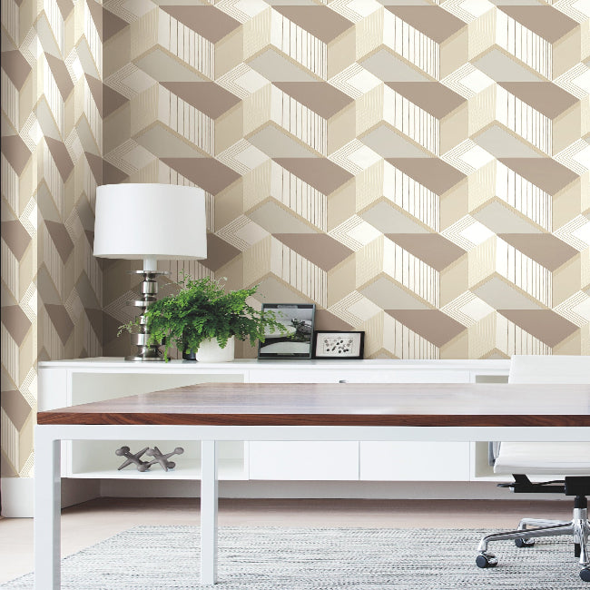 Graphic Geo Blocks Wallpaper- Neutral