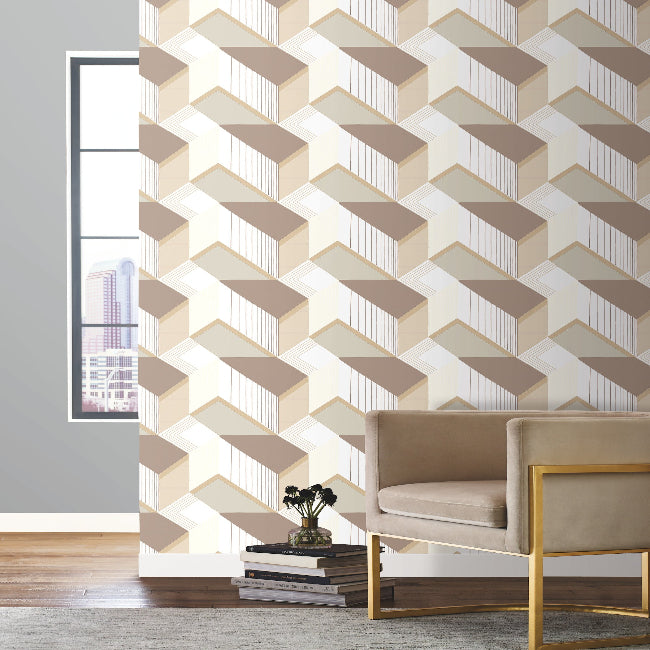 Graphic Geo Blocks Wallpaper- Neutral