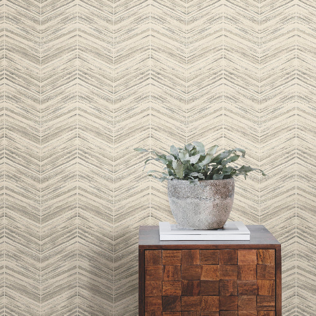 Petite Watercolor Chevron Wallpaper- Linen