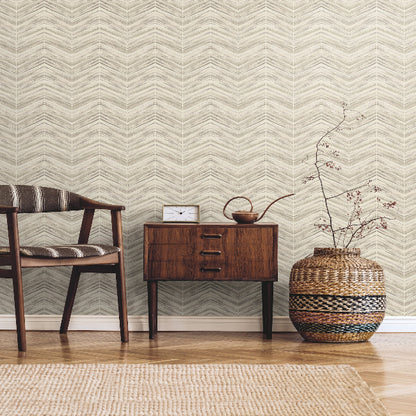Petite Watercolor Chevron Wallpaper- Linen