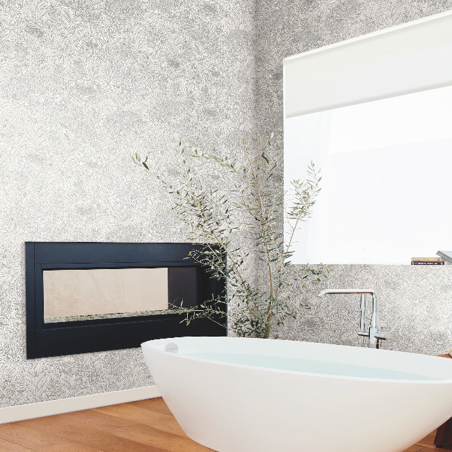 Wood Block Blooms Wallpaper- Cream/Glint