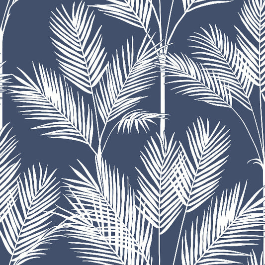King Palm Silhouette Wallpaper- Navy