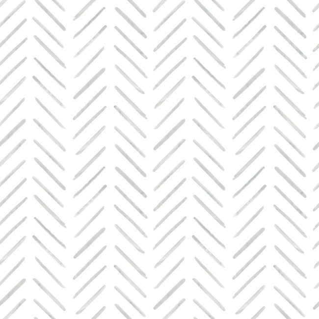 Painted Herringbone Wallpaper- Fog