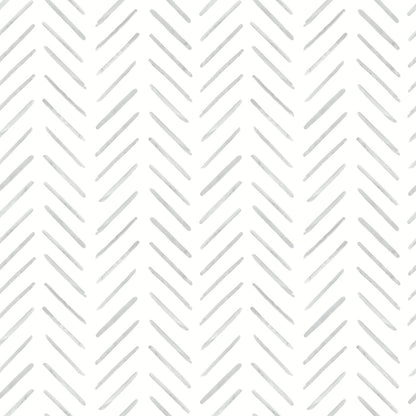 Painted Herringbone Wallpaper- Fog