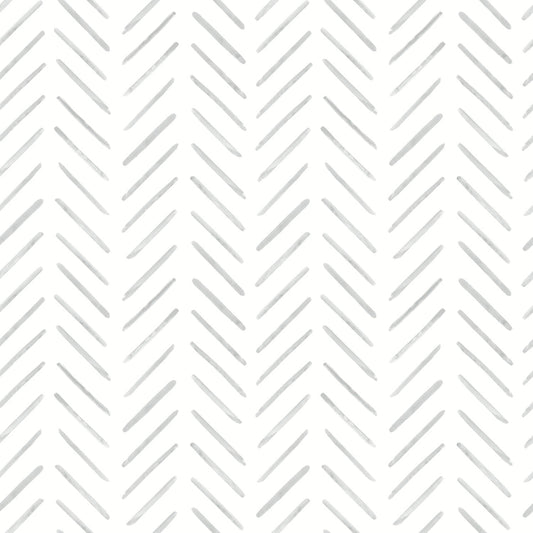 Painted Herringbone Wallpaper- Fog