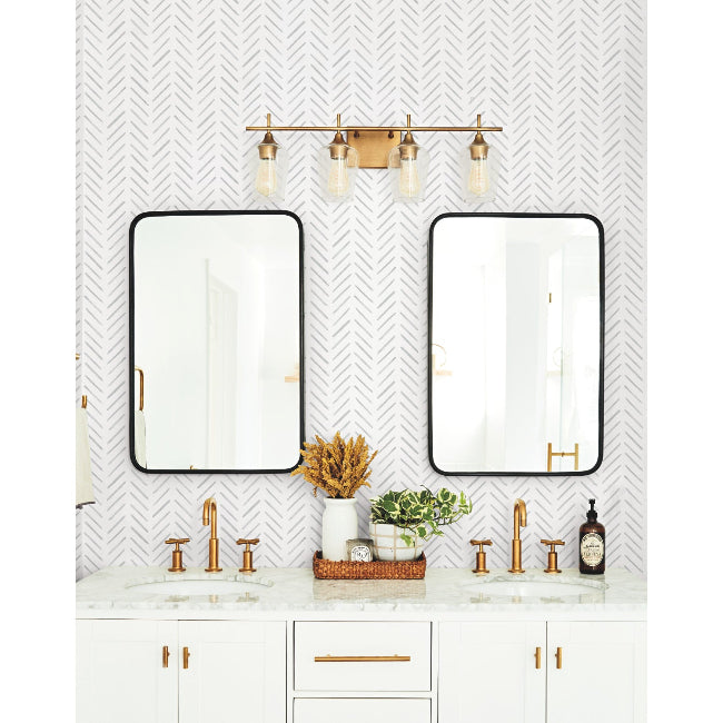 Painted Herringbone Wallpaper- Fog
