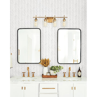 Painted Herringbone Wallpaper- Fog
