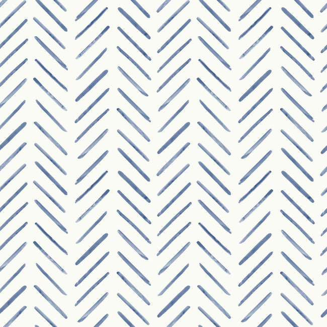 Painted Herringbone Wallpaper- Navy