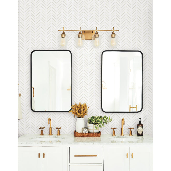Painted Herringbone Wallpaper- Sand