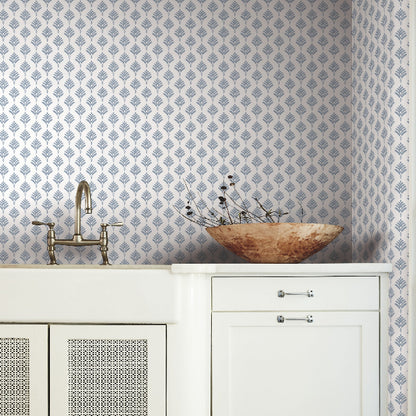 French Scallop Wallpaper- Chambray