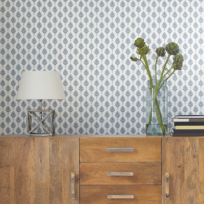 French Scallop Wallpaper- Chambray